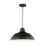 Satin Black Glass Bowl Pendant Light with Polished Nickel Finish