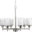 Alexa Brushed Nickel 6-Light Linear Chandelier with Frosted Glass Shades