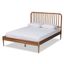 Walnut Brown Full Wood Frame Upholstered Tufted Bed with Slats