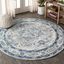 Light Grey and Blue Round Synthetic Reversible Rug