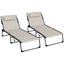 Khaki Padded Folding Armless Chaise Lounge Set