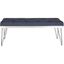 Navy Linen Upholstered Bench with Chrome Hairpin Legs