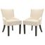 Transitional Flat Cream Leather Upholstered Side Chair with Nailhead Trim
