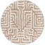 Ivory and Mauve Round Synthetic Abstract Area Rug