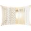 Gold and White Embroidered Lumbar Pillow with Metallic Stripes