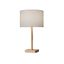 Natural Rubber Wood Table Lamp with Gray Drum Shade