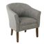 Gray Faux Leather Barrel Accent Chair with Wood Legs