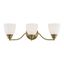 Antique Brass 3-Light Vanity with Opal Glass Shades