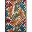 Cheerful Floral Leaf 5'3" x 7'5" Multicolor Synthetic Outdoor Rug