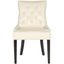 Flat Cream Leather Parsons Dining Chairs with Wood Legs, Set of 2