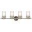 Brushed Nickel 32.25" 4-Light Vanity Light with Clear Glass Shades