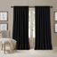 Black Faux Silk Blackout Rod Pocket Window Curtain Panel