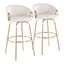 Claire Gold Metal and White Velvet Swivel Barstools, Set of 2