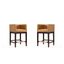 Set of 2 Camel Faux Leather and Walnut Wood Counter Stools