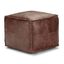 Erving Square Brown Genuine Leather Pouf