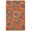 Rust and Blue Floral Wool Handmade Area Rug