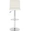 Transitional Swivel Adjustable Bar Stool in Chrome & White Leather