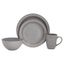 Grey Ceramic Ribbed Dinnerware Set, Service for 4