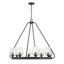 Carlton Matte Black 8-Light Chandelier with Ribbed Glass Shades