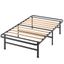 Twin Black Metal Bed Frame with Bamboo Slats