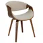 Curvo Walnut and Cream Upholstered Low Arm Chair