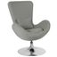 High Back Swivel Reception Chair in Light Gray Fabric with Chrome Base