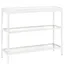 Streamlined White Metallic 36" Console Table with Tempered Glass Shelves