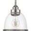 Saluda Mini Pendant Light with Clear Glass Shade in Brushed Nickel