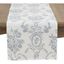 Indigo Floral Linen Table Runner with Toile Design