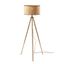 Contemporary Natural Wood Tripod Floor Lamp with Black Accents