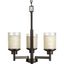 Antique Bronze 3-Light Chandelier with Textured Linen Glass Shades