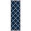 Navy and Beige Geometric Cotton Runner Rug