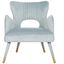 Slate Blue Velvet & Gold Wingback Transitional Accent Chair