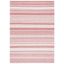 Ivory and Pink Striped Handwoven Wool Area Rug