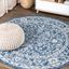 Elegant Navy/Gray Synthetic 5' Round Indoor/Outdoor Area Rug