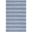 Ivory and Blue Striped Wool Cotton Area Rug