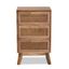 Walnut Brown Wood 3-Drawer Accent Table with Rattan