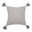 Gray Woven Cotton Throw Pillow with Tassels