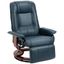 Blue Faux Leather Swivel Recliner with Wood Base