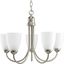 Brushed Nickel 5-Light Chandelier with Etched Glass Shades