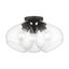 Catania Black and Clear Glass 3-Light Semi-Flush Mount