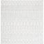 Ivory and Light Grey Hand-Knotted Square Synthetic Rug