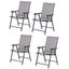 Gray Steel Folding Dining Chairs with Armrests, Set of 4