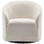 White Boucle Upholstered Swivel Barrel Accent Chair