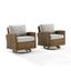 Gray and Weathered Brown Wicker Swivel Rocker Chair Set with Cushions