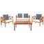 Transitional Eucalyptus 6-Person Patio Conversation Set with Accent Pillows