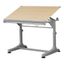 Adjustable Height Silver Frame Drafting Table with Birch Top