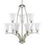 Joy Brushed Nickel Two-Tier 9-Light Chandelier with Etched Glass Shades