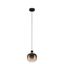 Mini Black Pendant Light with Amber Glass Shade