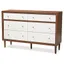 Harlow 54" White and Walnut Mid-Century Modern 6-Drawer Dresser